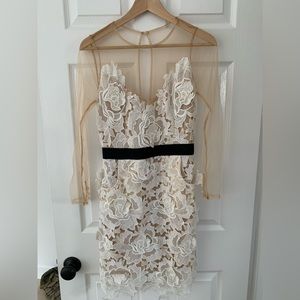 Bridal white lace dress with sheer sleeves